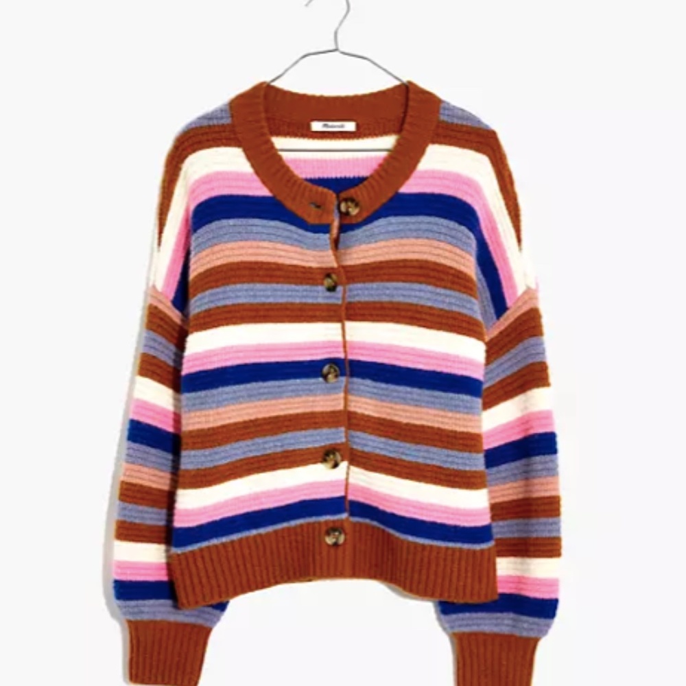 Striped Springview Cardigan Sweater in Coziest Yarn